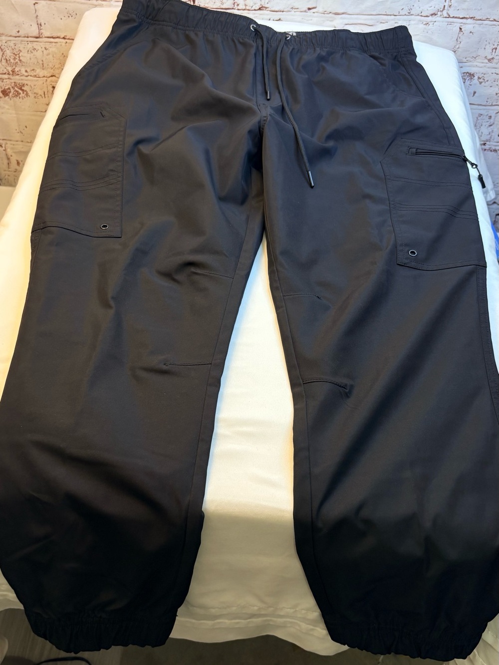 Men's Black Cargo Jogger Pants with Elastic Waist